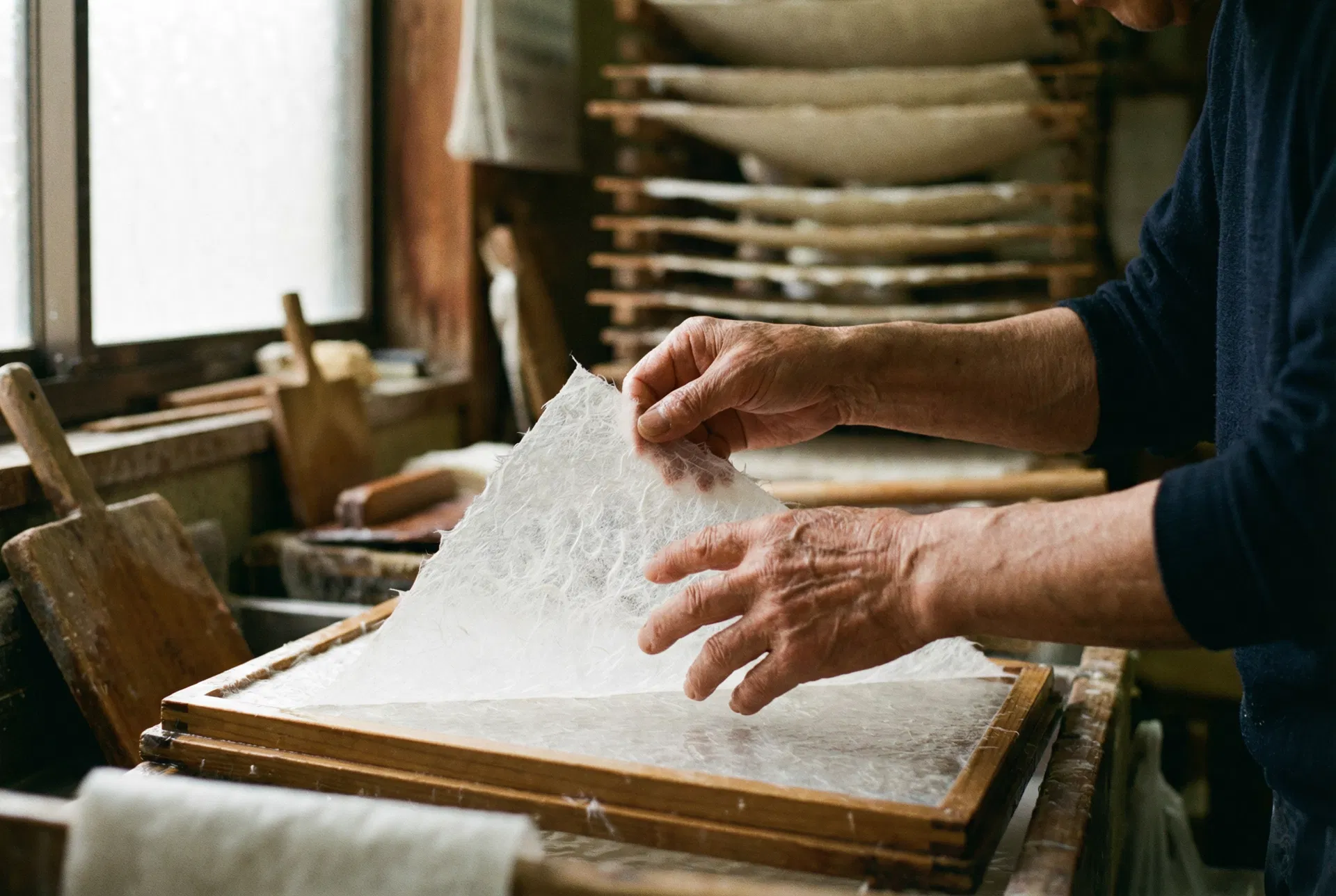 A Japanese craft practitioner at work
