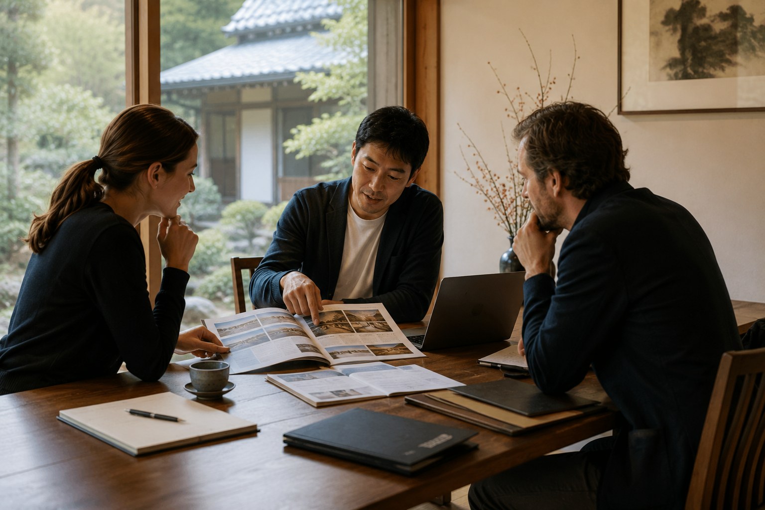People sharing time together while planning a Japan journey